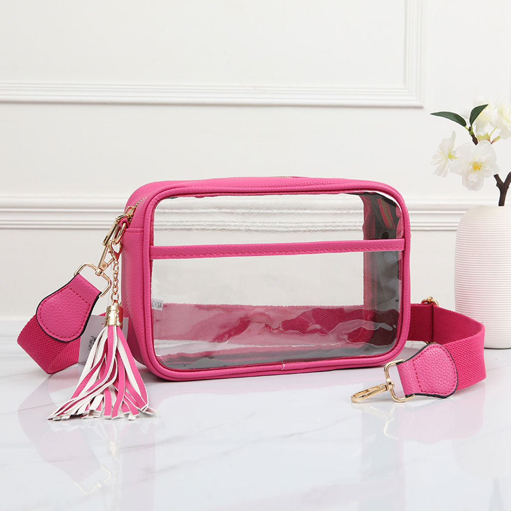 Solid Color Oulined Clear Crossbody Bag