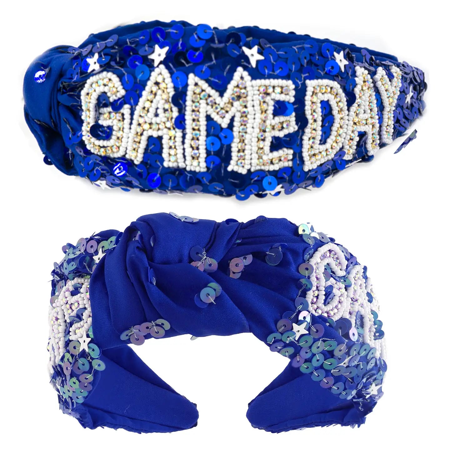 Game Day Top Knotted Jeweled Beaded Headband.