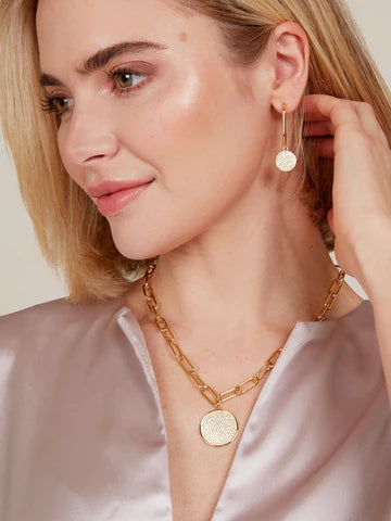 Pave Pendant Paperclip Collar Necklace