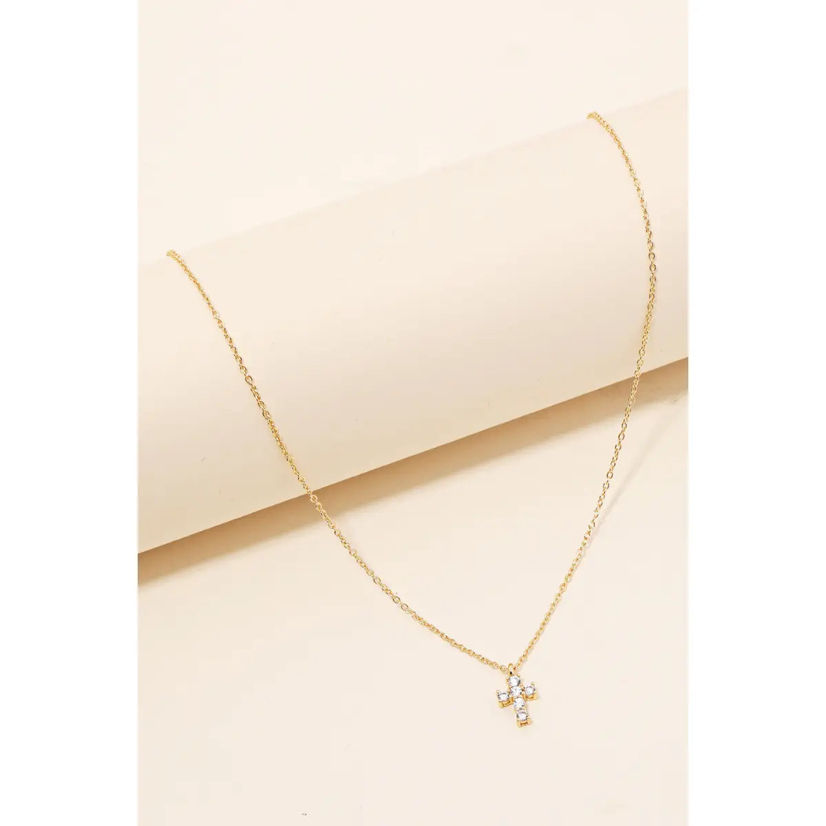 Rhinestone Cross Charm Chain Necklace