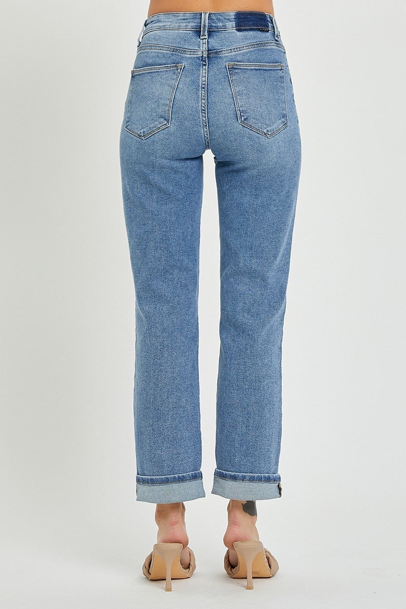 High Rise Cross Over Boyfriend Jeans