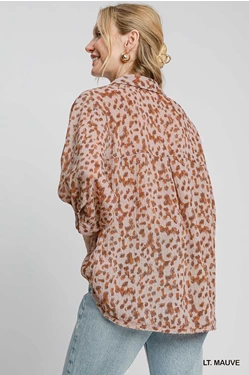 Animal Print Collared Top