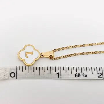 Clover Shell Initial Charm Golden Stainless Steel Necklace