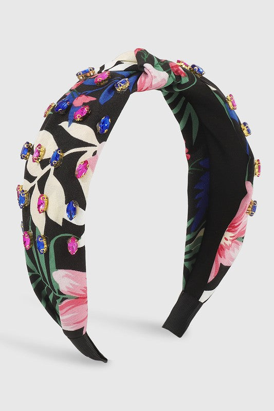 Topical Print w/Rhinestone Headband