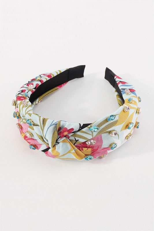 Topical Print w/Rhinestone Headband