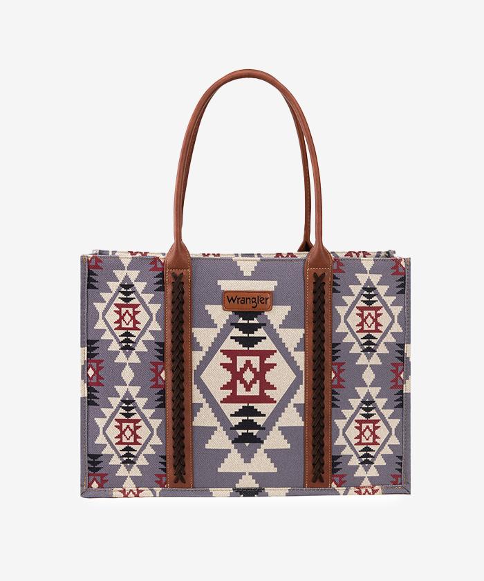 Wrangler Southwestern Pattern Dual Sided Print Canvas Wide Tote