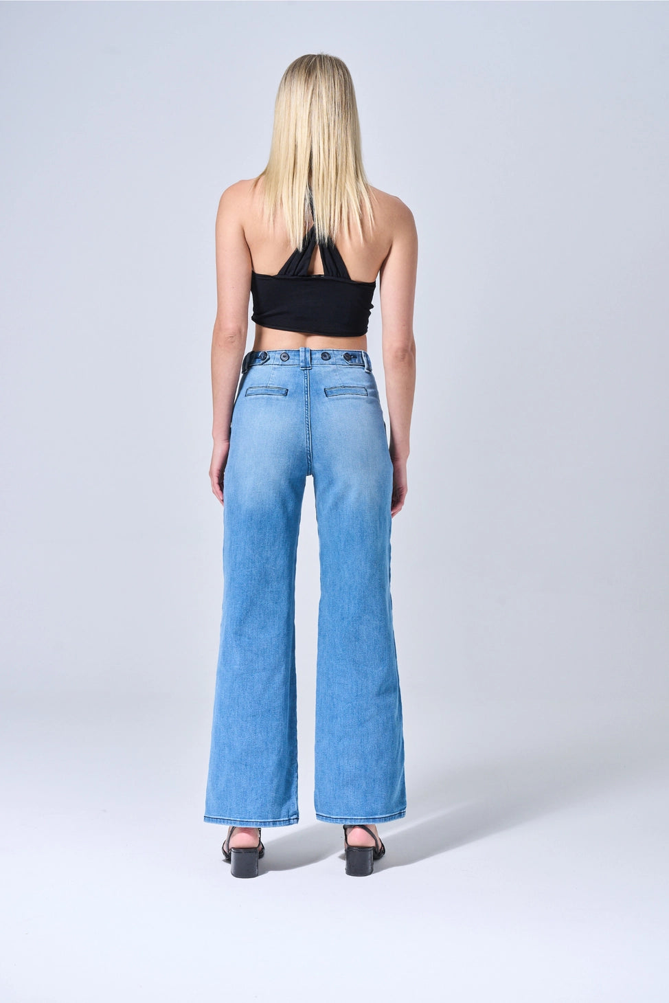 High Rise Ultra Stretch Wide Leg With Welt Back Pockets