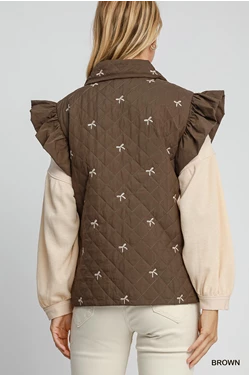 Ribbon Embroidered Vest Jacket