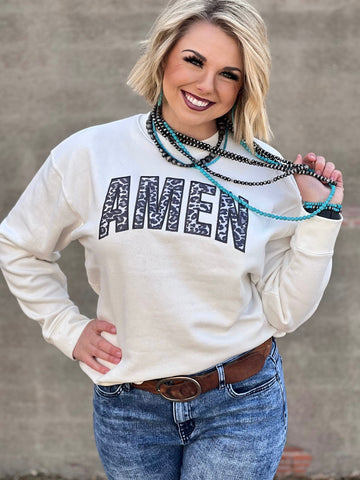 Amen With Grey Leopard Applique Sweatshirt