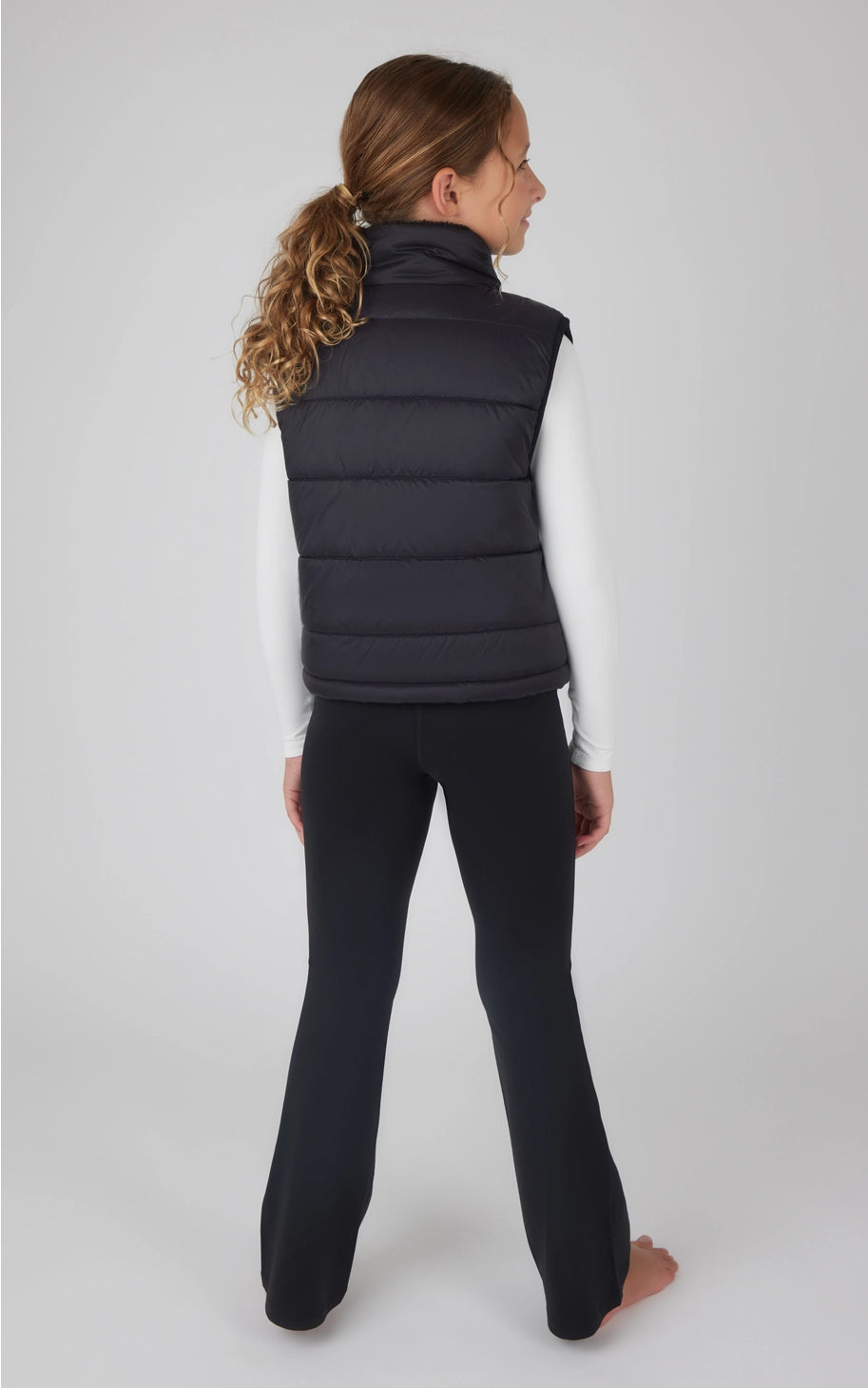 Girls Quilted Sherpa Lining Vest, Top, Flare Pant-3 Pc Set