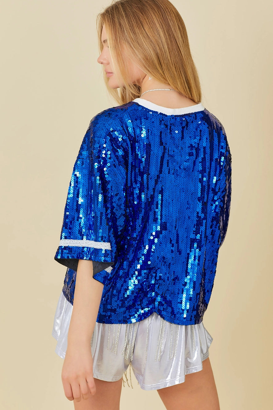 Game Day Football Sequin Crop Top