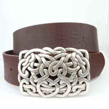 Genuine Leather Belt Strap With Western Silver Hearts Buckle