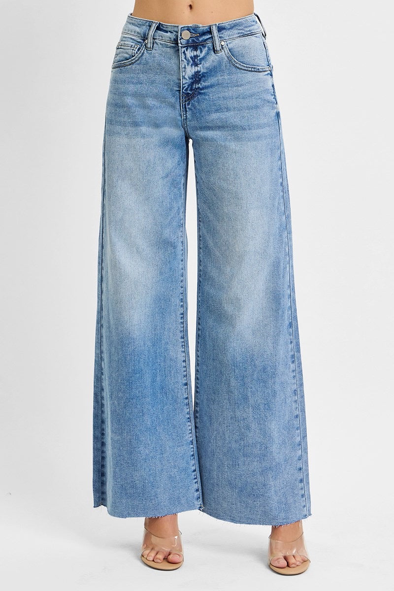 Tummy Control High Rise Ankle Pallazo Jeans