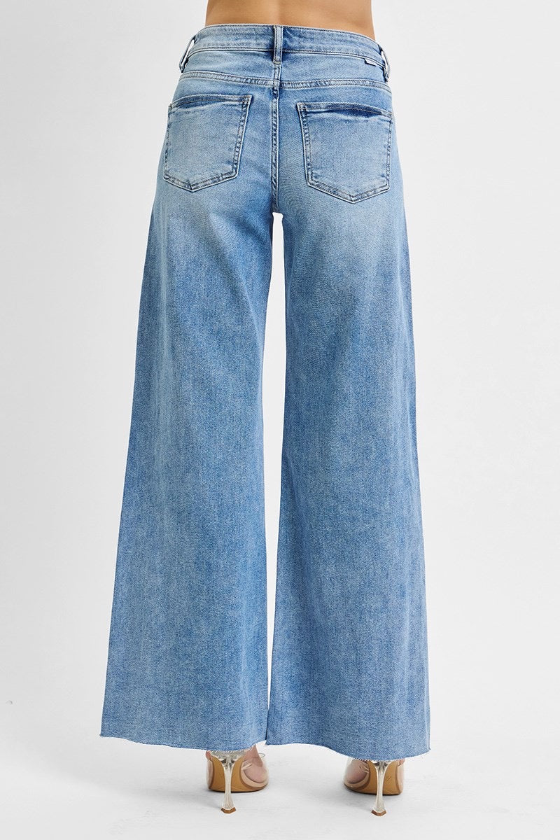 Tummy Control High Rise Ankle Pallazo Jeans