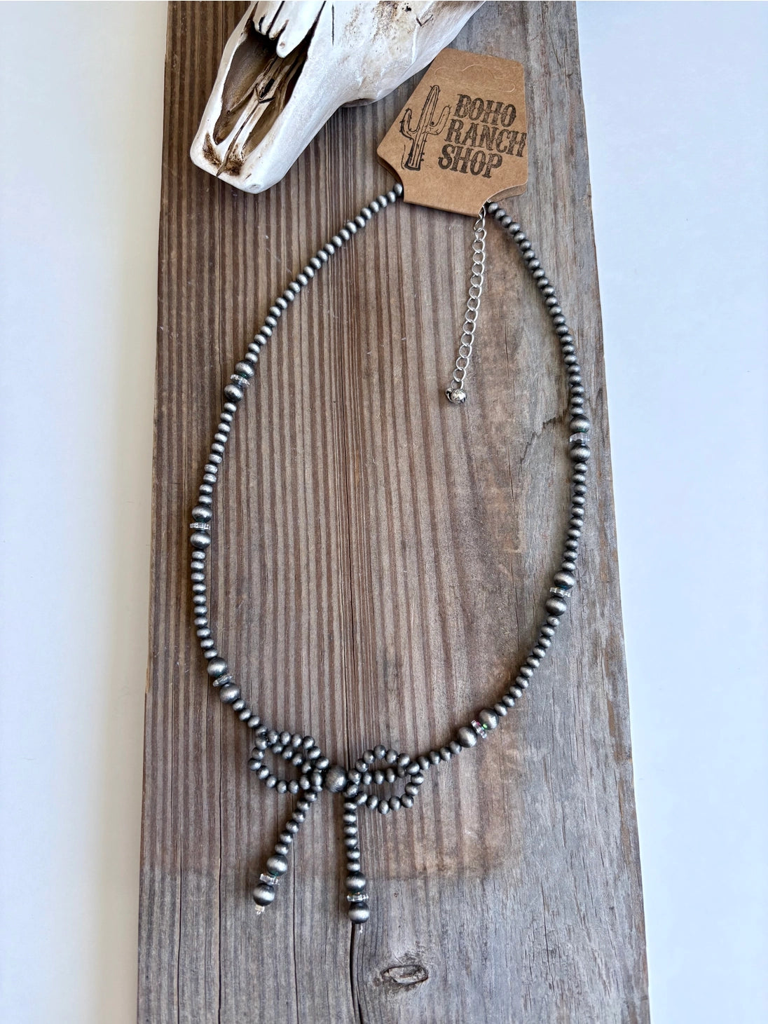 Western navajo Style Bead Coquette Bow Necklace