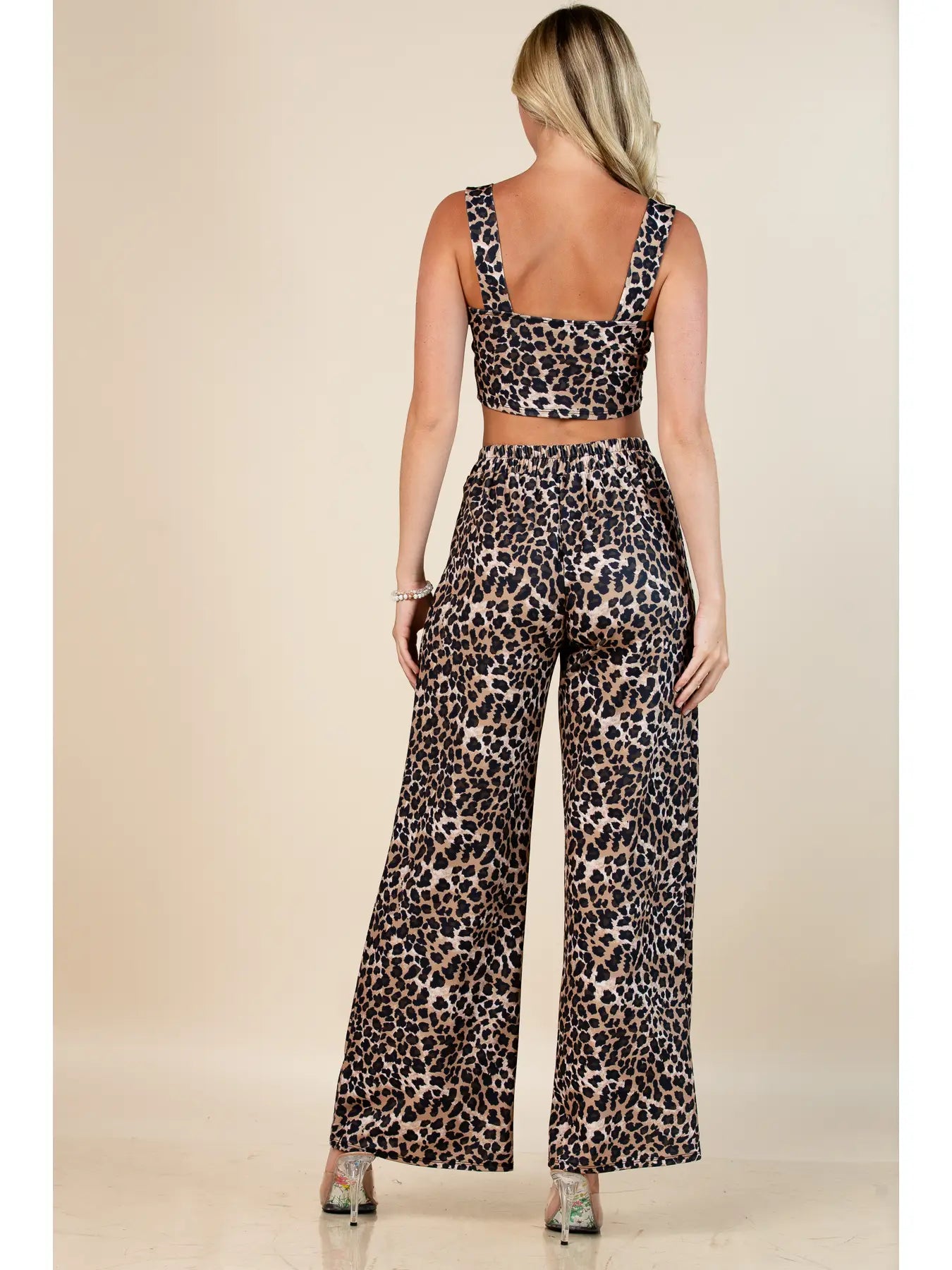 Animal Crop Top and Pants Set