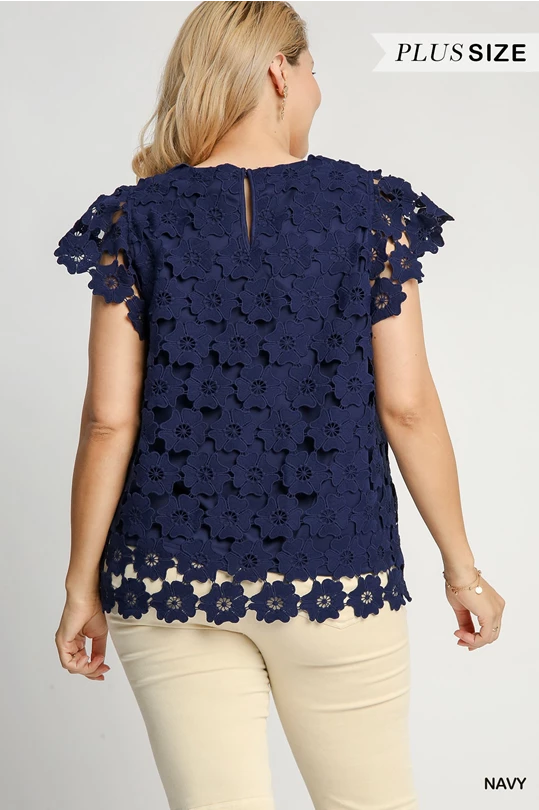 Floral Lace Round Neck Top