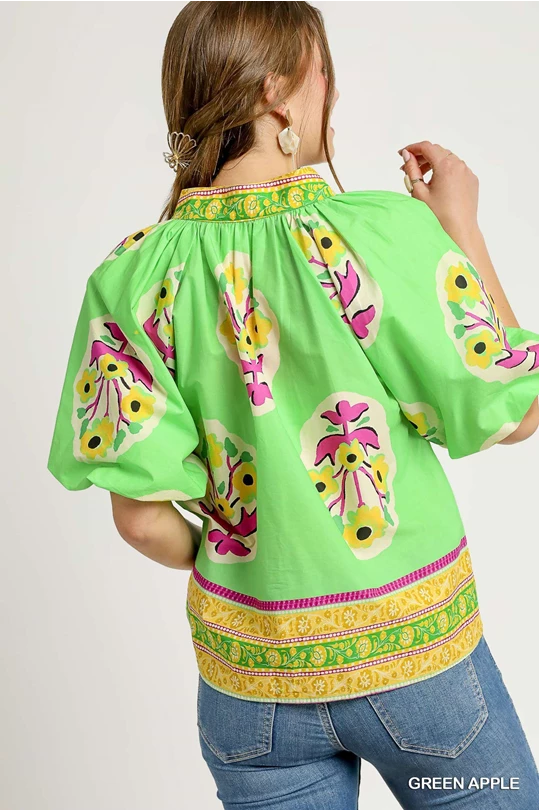 Boho-Chic Floral Print Blouse