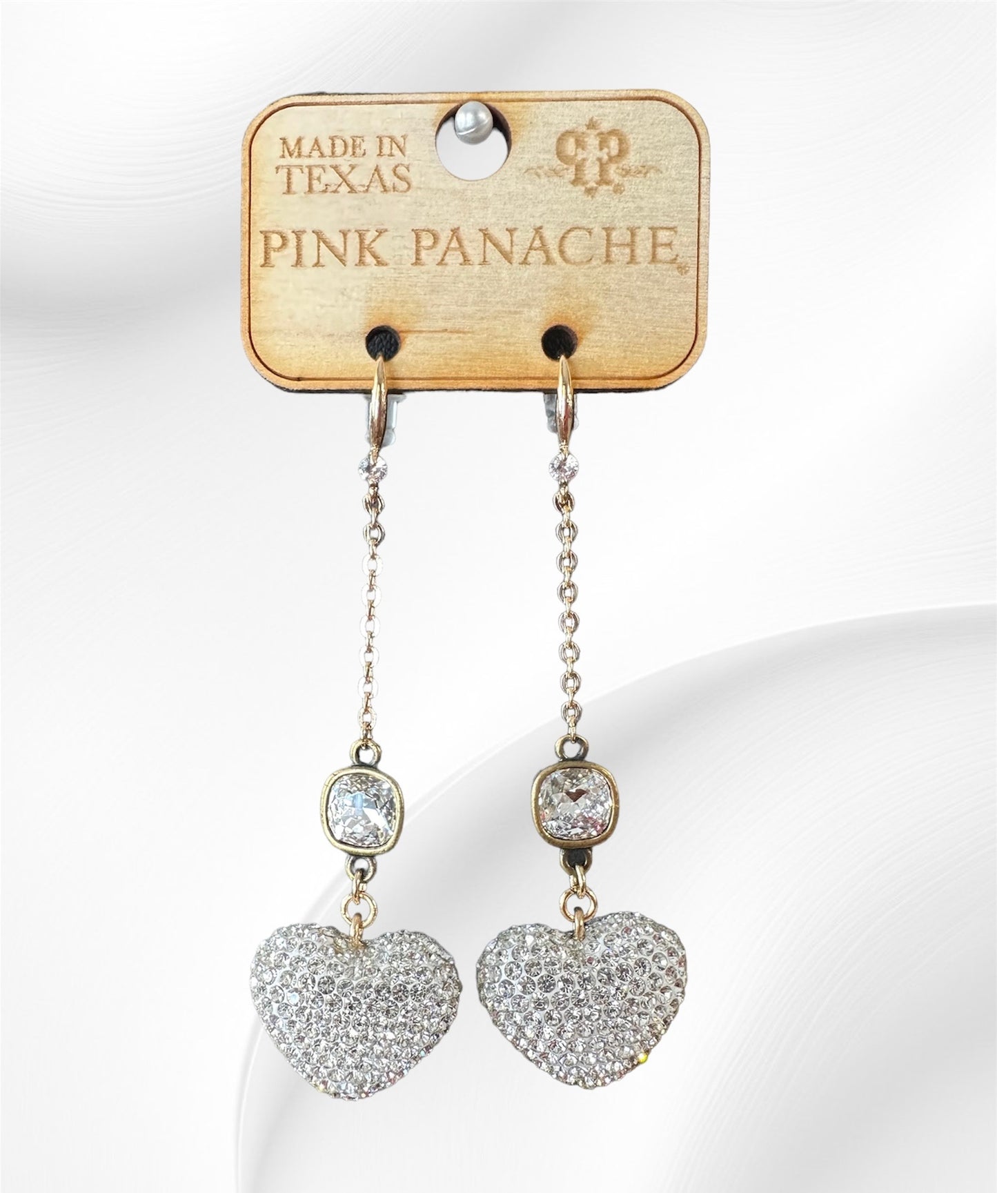 Long Sparkly Heart Earrings