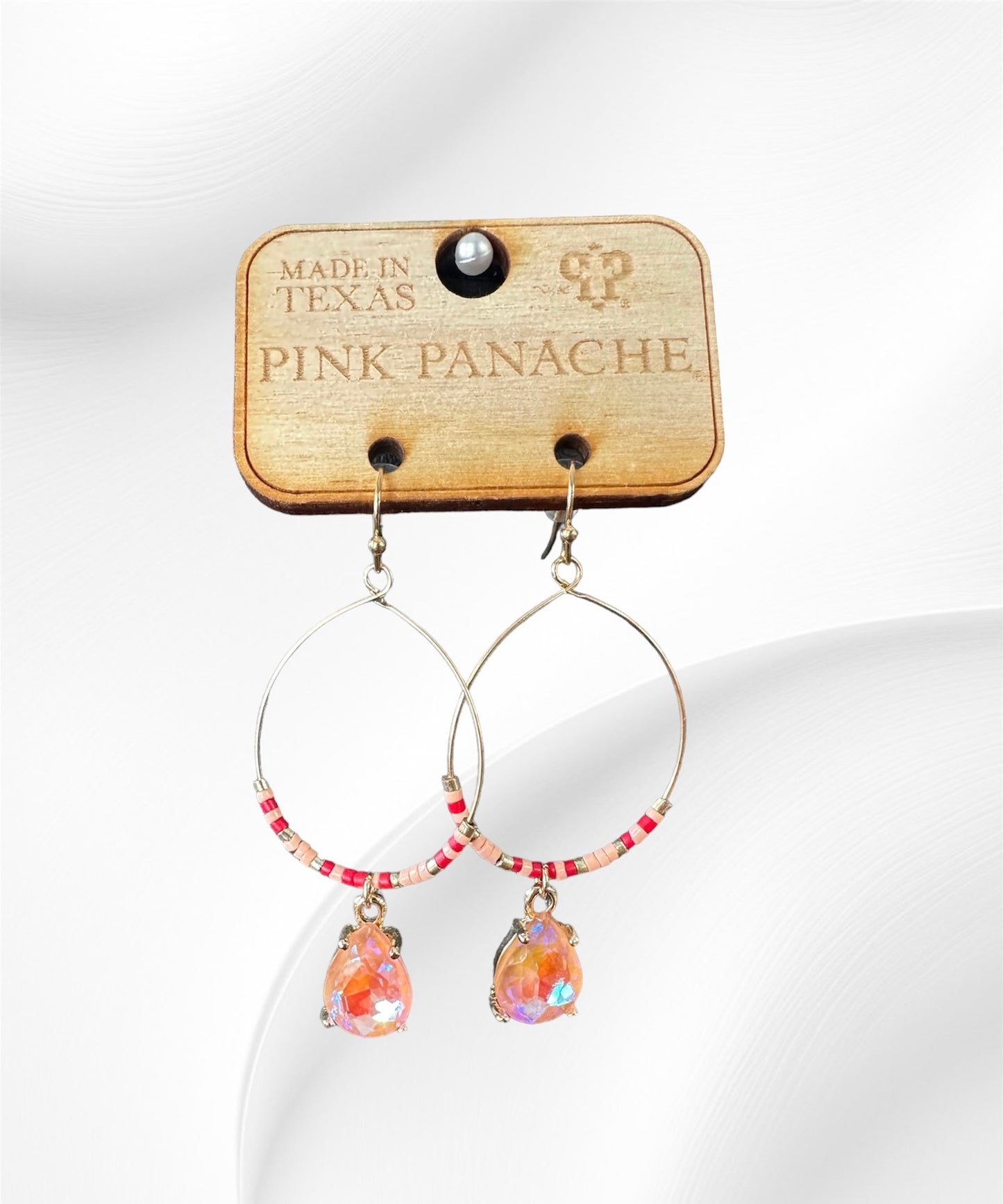 Peach & Red Hoop Earrings