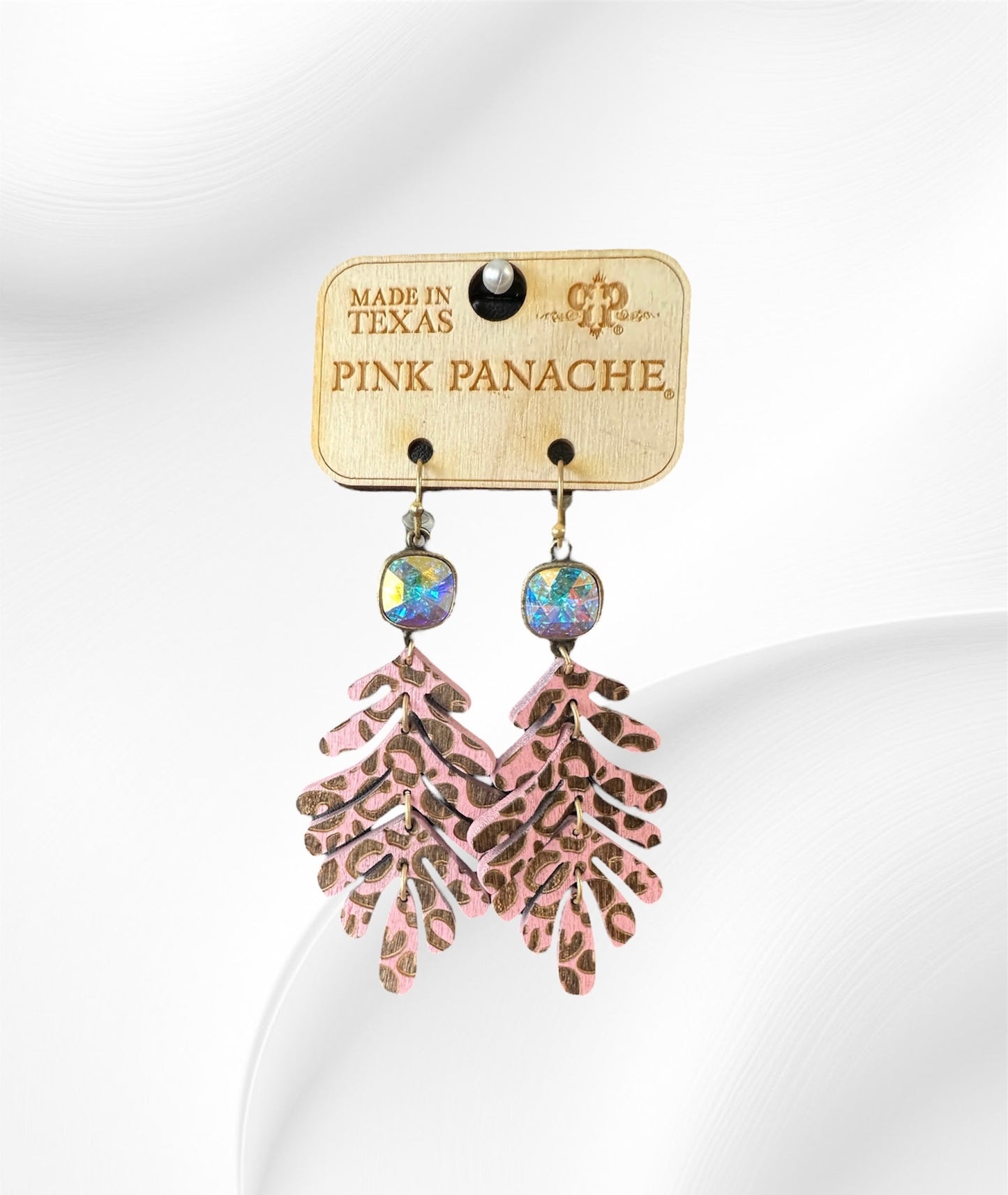 Pink Cheetah Leaf Earrings
