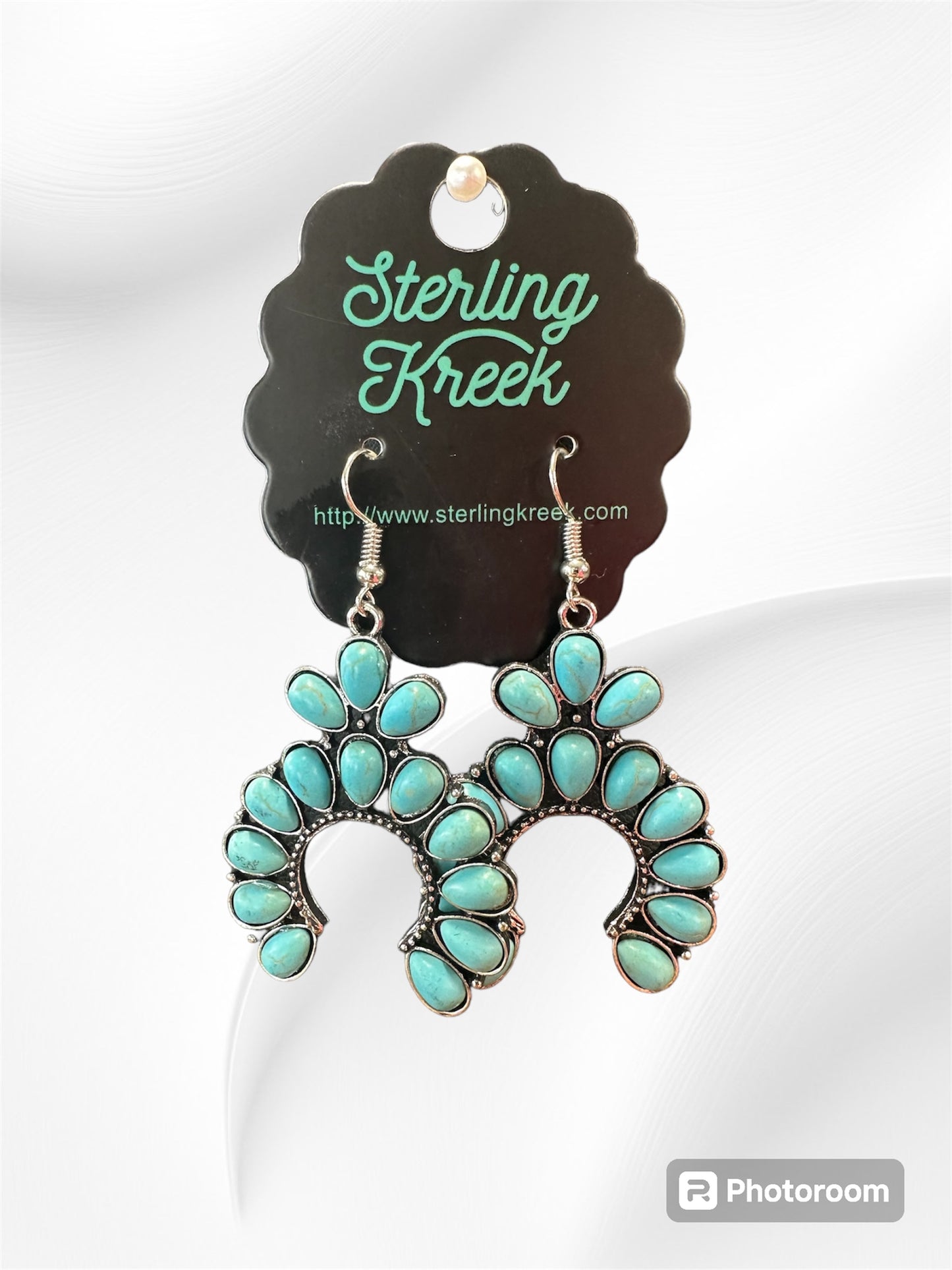 Blue Horse Shoe Earrings