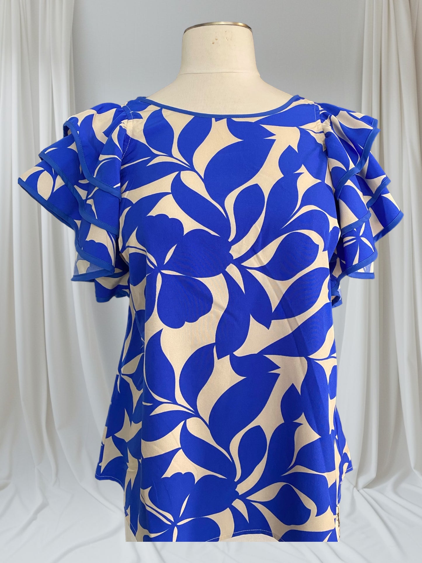 Round Neck three ruffled Two tone shirt