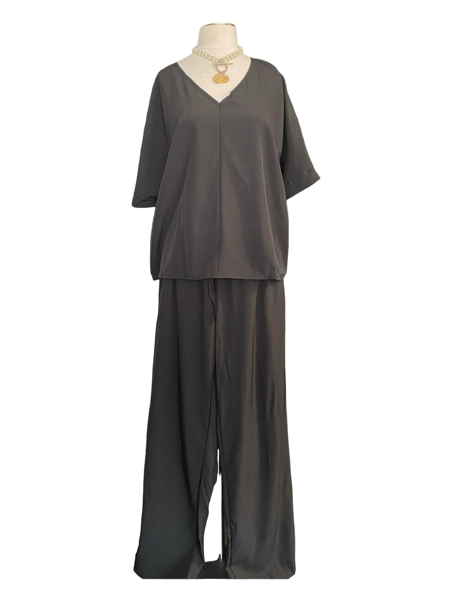 V Neck Batwig Sleeve Top Causal Pants Set