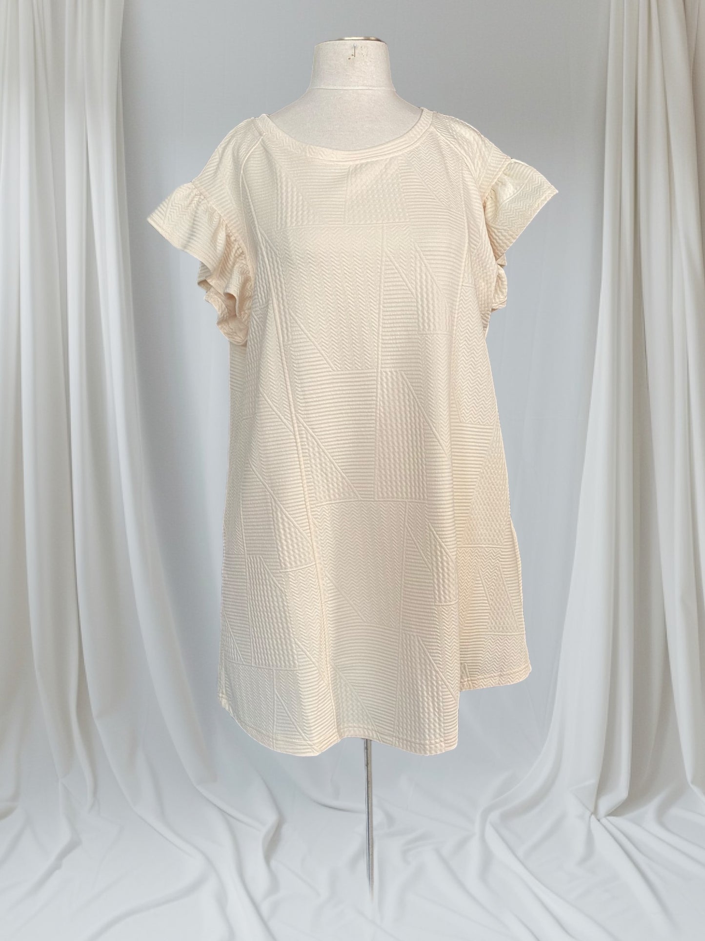Cream Criss Cross Jacquard Knit Dress