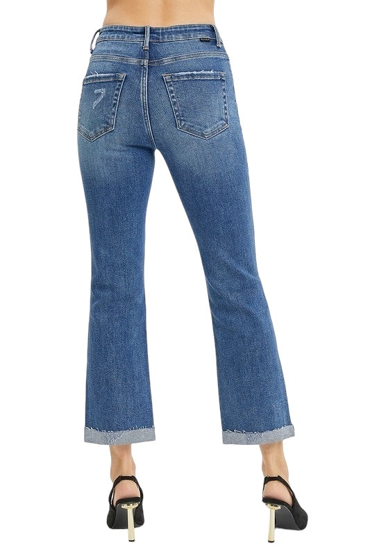 Risen High Rise Button Fly Ankle Straight Leg Jeans