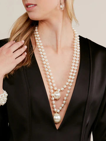 Double Pearl Long Nekclace