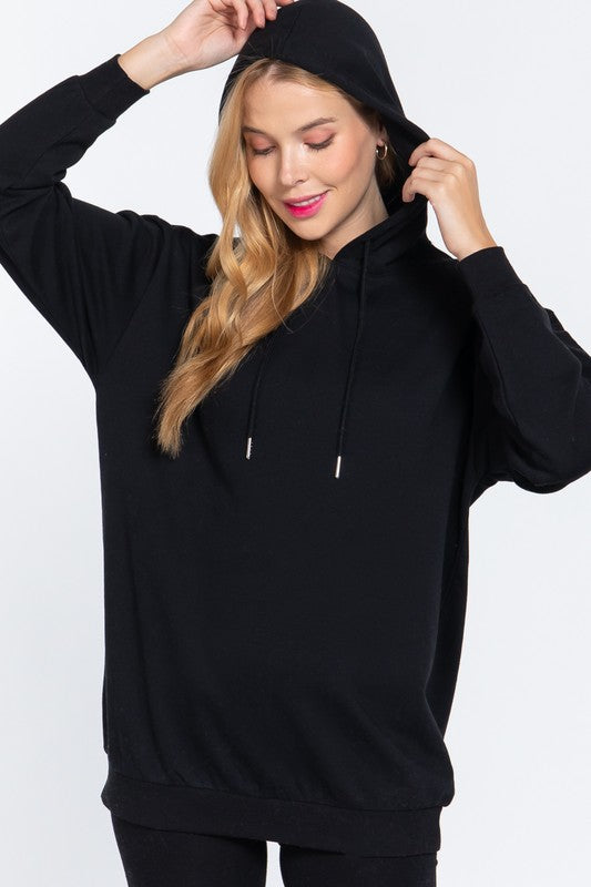 Long Sleeve Inner brush Oversized Hoodie Tunic Top