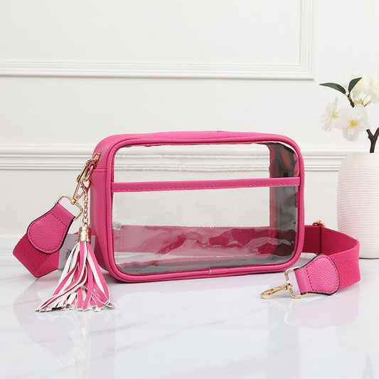 Solid Color Oulined Clear Crossbody Bag