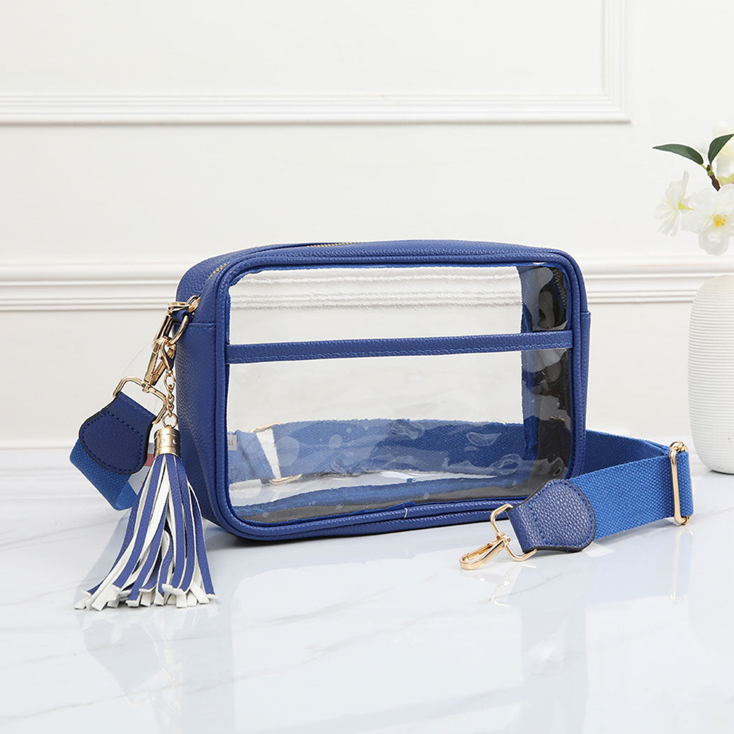 Solid Color Oulined Clear Crossbody Bag
