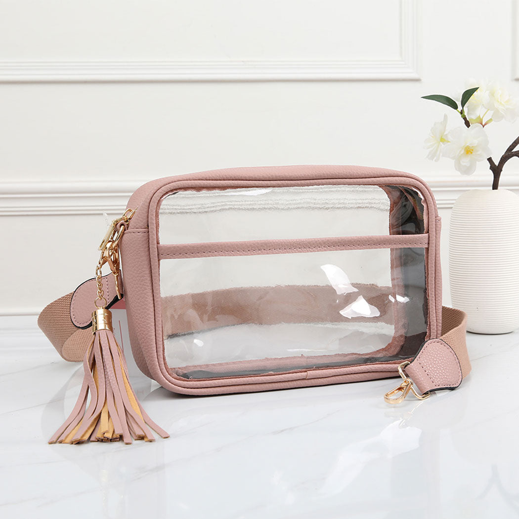 Solid Color Oulined Clear Crossbody Bag