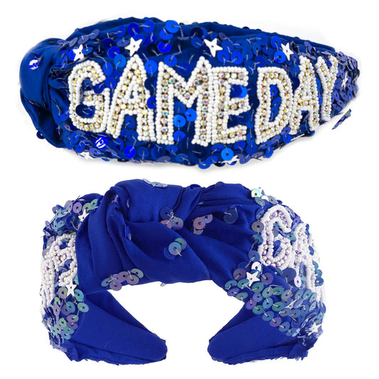 Game Day Top Knotted Jeweled Beaded Headband.