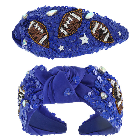 Football Top Knitted Jeweled Beaded Headband