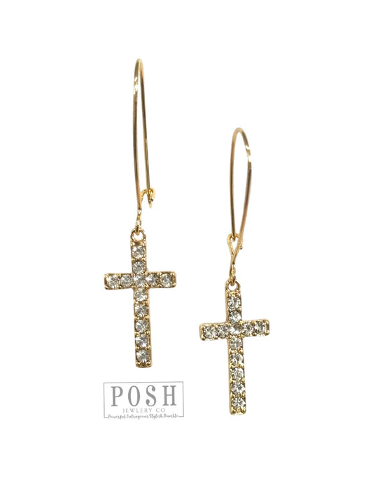 Rhinestone cross earring