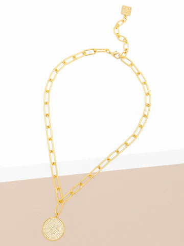 Pave Pendant Paperclip Collar Necklace