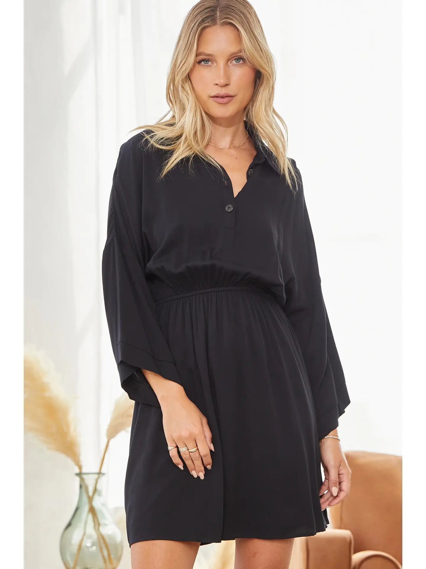 Woven Dolman Sleeves Dress