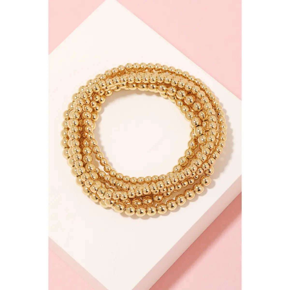 Vintage Gold Ball Beaded Stackable Bracelet Set