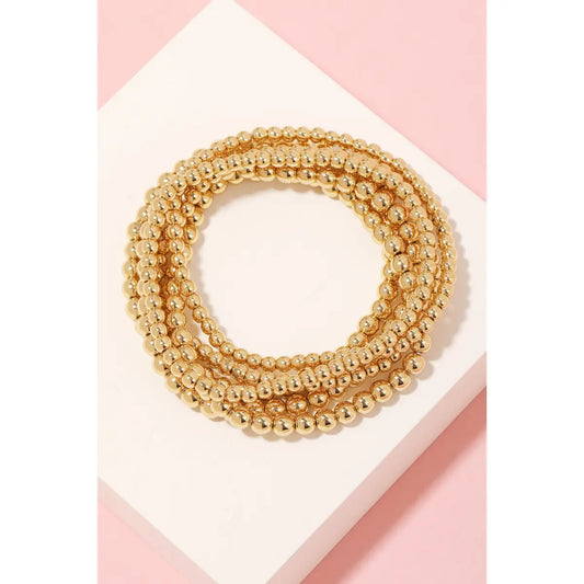 Vintage Gold Ball Beaded Stackable Bracelet Set