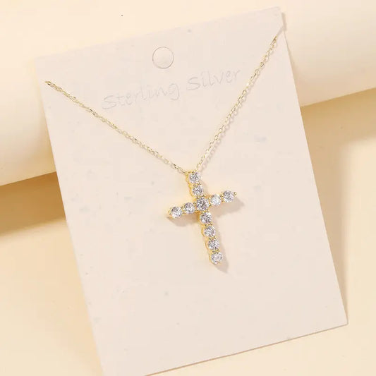 Rhinestone Cross Pendant Necklace