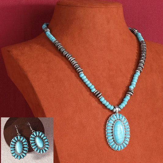 Rustic Couture Bohemian Jewelry Sets Pendant Necklace Earrings Set