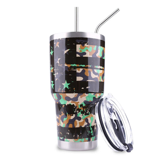 Montana West Camo Stars Design Stainless Steel Tumbler Mug