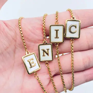Gold-Plated Shell Stainless Steel Initial Bracelets