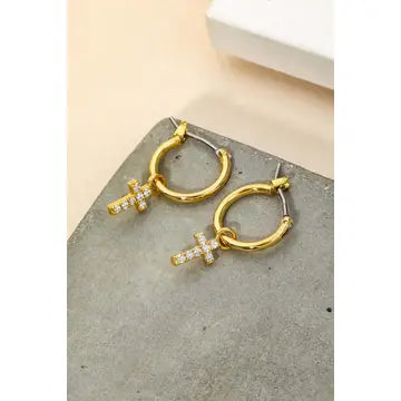 Pave ross Hoop Huggie Earrings