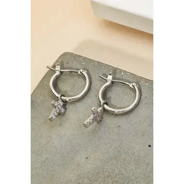 Pave ross Hoop Huggie Earrings