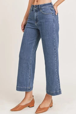 Risen High Rise Ankle Wide Leg Jeans