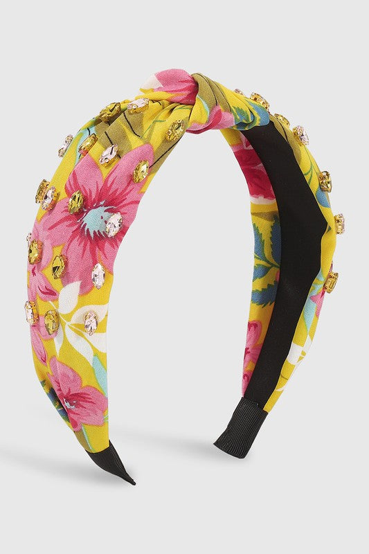 Topical Print w/Rhinestone Headband